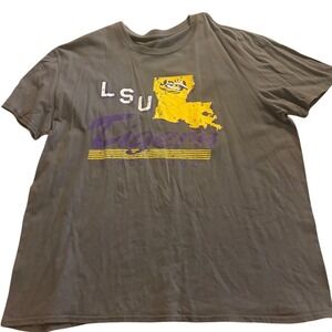 Vintage LSU Tigers T Shirt Mens Large Gray Graphic Louisiana Since 1860 Tee